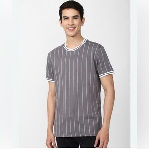 Forever 21 men’s short sleeve gray with white stripe medium shirt